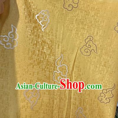 Chinese Traditional Clouds Pattern Yellow Silk Fabric Brocade Drapery Tang Suit Damask Material