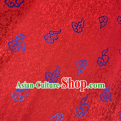 Chinese Traditional Clouds Pattern Red Silk Fabric Brocade Drapery Tang Suit Damask Material