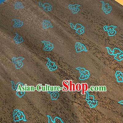 Chinese Traditional Clouds Pattern Deep Brown Silk Fabric Brocade Drapery Tang Suit Damask Material