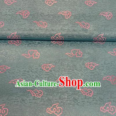 Chinese Traditional Clouds Pattern Light Green Silk Fabric Brocade Drapery Tang Suit Damask Material