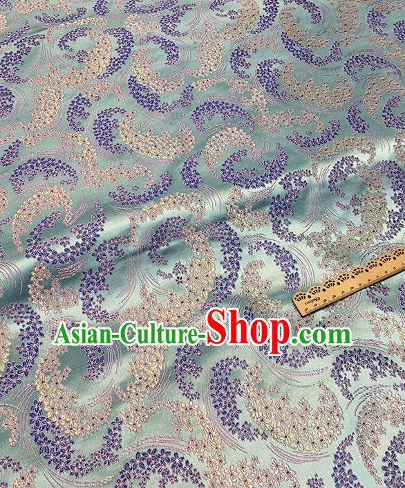 Chinese Traditional Sakura Pattern Green Silk Fabric Brocade Drapery Qipao Dress Damask Material Chinese Traditional Sakura Pattern Green Silk Fabric Brocade Drapery Qipao Dress Damask Material