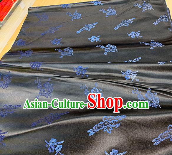 Chinese Traditional Plum Blossom Pattern Black Silk Fabric Brocade Drapery Qipao Dress Damask Material Chinese Traditional Plum Blossom Pattern Black Silk Fabric Brocade Drapery Qipao Dress Damask Material