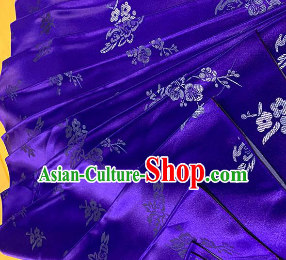 Chinese Traditional Plum Blossom Pattern Royalblue Silk Fabric Brocade Drapery Qipao Dress Damask Material Chinese Traditional Plum Blossom Pattern Royalblue Silk Fabric Brocade Drapery Qipao Dress Damask Material