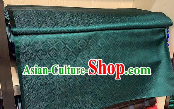 Chinese Traditional Rhombus Pattern Deep Green Silk Fabric Brocade Drapery Qipao Dress Damask Material Chinese Traditional Rhombus Pattern Deep Green Silk Fabric Brocade Drapery Qipao Dress Damask Material