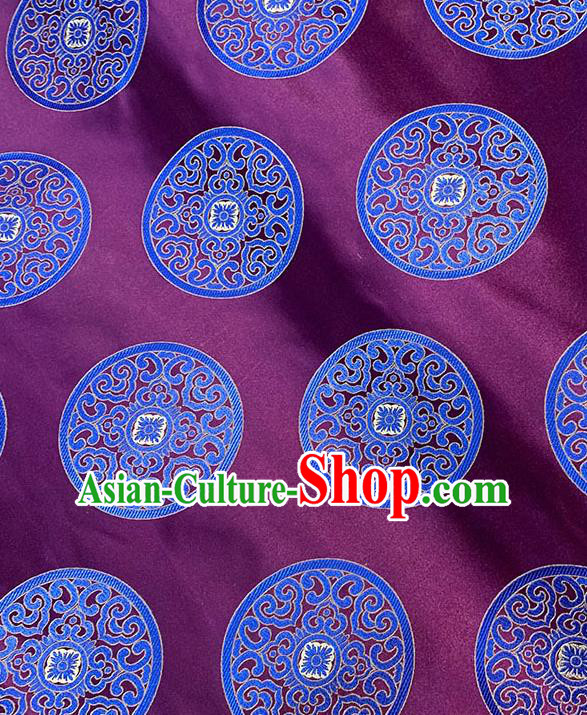 Chinese Traditional Pattern Purple Silk Fabric Brocade Drapery Tang Suit Damask Material