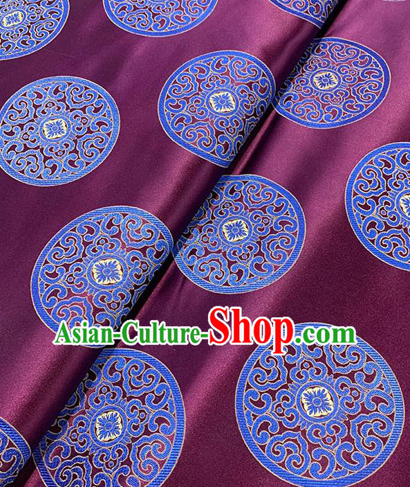 Chinese Traditional Pattern Purple Silk Fabric Brocade Drapery Tang Suit Damask Material