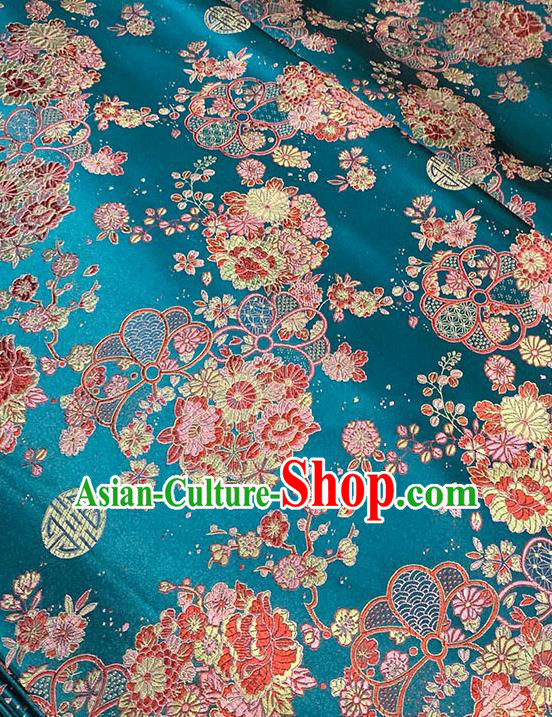 Chinese Traditional Daisy Pattern Lake Blue Silk Fabric Brocade Drapery Tang Suit Damask Material Chinese Traditional Daisy Pattern Lake Blue Silk Fabric Brocade Drapery Tang Suit Damask Material