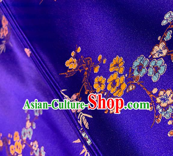 Chinese Traditional Plum Bamboo Pattern Royalblue Silk Fabric Brocade Drapery Cheongsam Damask Material Chinese Traditional Plum Bamboo Pattern Royalblue Silk Fabric Brocade Drapery Cheongsam Damask Material