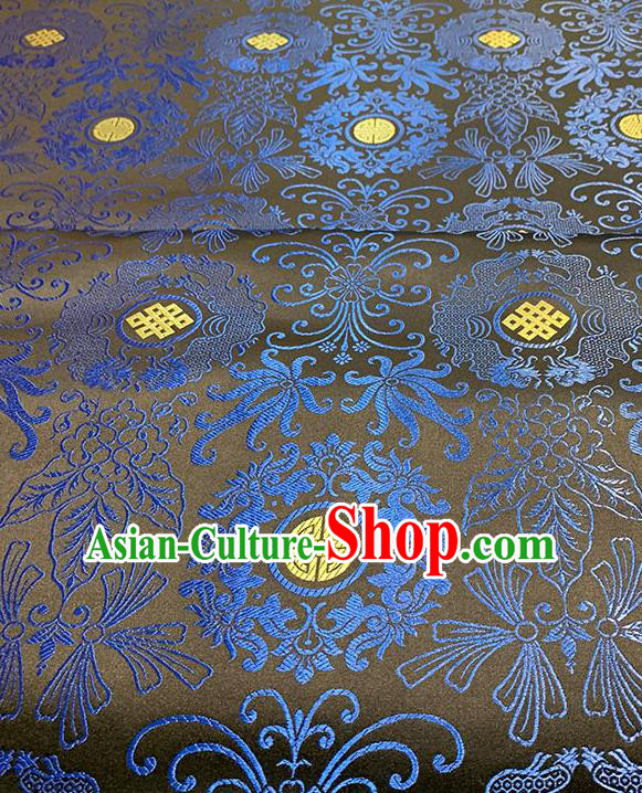 Chinese Traditional Double Dragon Pattern Black Silk Fabric Tang Suit Damask Material Brocade Drapery Chinese Traditional Double Dragon Pattern Black Silk Fabric Tang Suit Damask Material Brocade Drapery