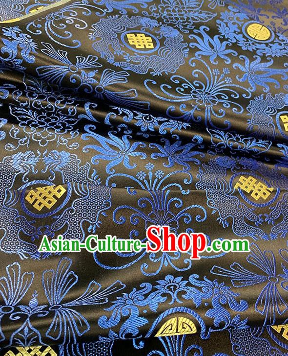 Chinese Traditional Double Dragon Pattern Black Silk Fabric Tang Suit Damask Material Brocade Drapery Chinese Traditional Double Dragon Pattern Black Silk Fabric Tang Suit Damask Material Brocade Drapery
