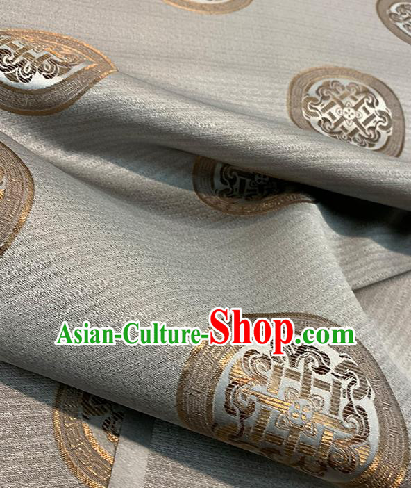Chinese Traditional Circle Pattern Grey Silk Fabric Brocade Drapery Tang Suit Damask Material Chinese Traditional Circle Pattern Grey Silk Fabric Brocade Drapery Tang Suit Damask Material