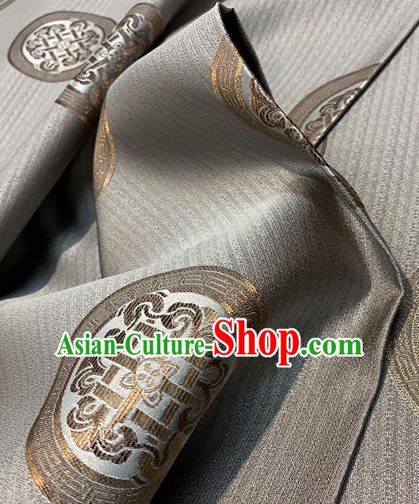 Chinese Traditional Circle Pattern Grey Silk Fabric Brocade Drapery Tang Suit Damask Material Chinese Traditional Circle Pattern Grey Silk Fabric Brocade Drapery Tang Suit Damask Material
