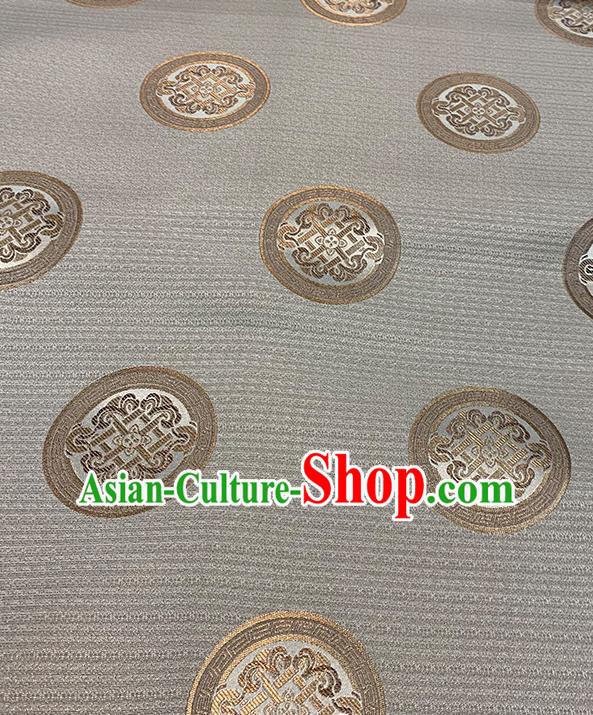 Chinese Traditional Circle Pattern Grey Silk Fabric Brocade Drapery Tang Suit Damask Material Chinese Traditional Circle Pattern Grey Silk Fabric Brocade Drapery Tang Suit Damask Material