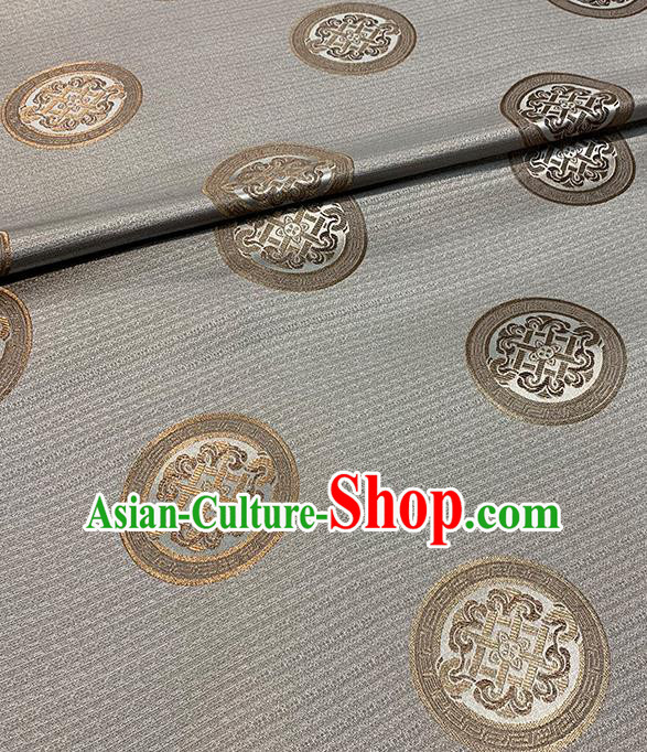Chinese Traditional Circle Pattern Grey Silk Fabric Brocade Drapery Tang Suit Damask Material Chinese Traditional Circle Pattern Grey Silk Fabric Brocade Drapery Tang Suit Damask Material