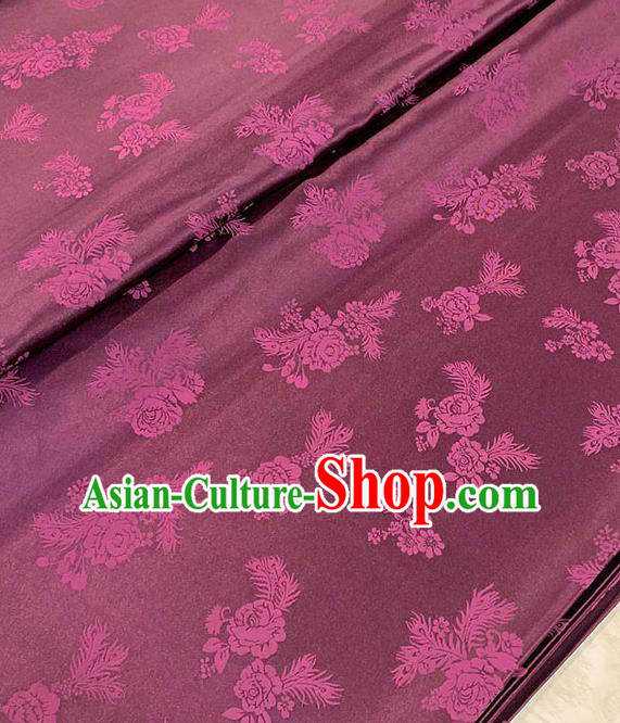 Chinese Traditional Peony Pattern Silk Fabric Tang Suit Damask Material Purplish Red Brocade Drapery Chinese Traditional Peony Pattern Silk Fabric Tang Suit Damask Material Purplish Red Brocade Drapery