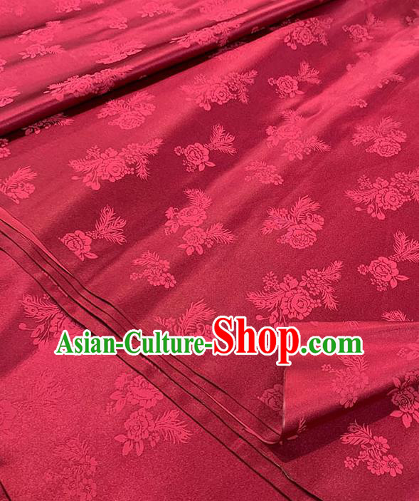 Chinese Traditional Peony Pattern Silk Fabric Tang Suit Damask Material Wine Red Brocade Drapery Chinese Traditional Peony Pattern Silk Fabric Tang Suit Damask Material Wine Red Brocade Drapery