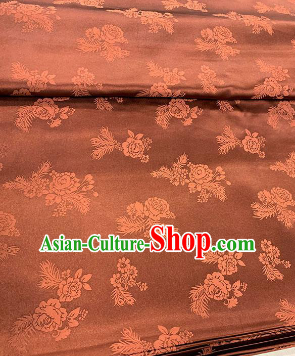 Chinese Traditional Peony Pattern Silk Fabric Tang Suit Damask Material Brown Brocade Drapery Chinese Traditional Peony Pattern Silk Fabric Tang Suit Damask Material Brown Brocade Drapery