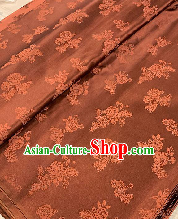 Chinese Traditional Peony Pattern Silk Fabric Tang Suit Damask Material Brown Brocade Drapery Chinese Traditional Peony Pattern Silk Fabric Tang Suit Damask Material Brown Brocade Drapery