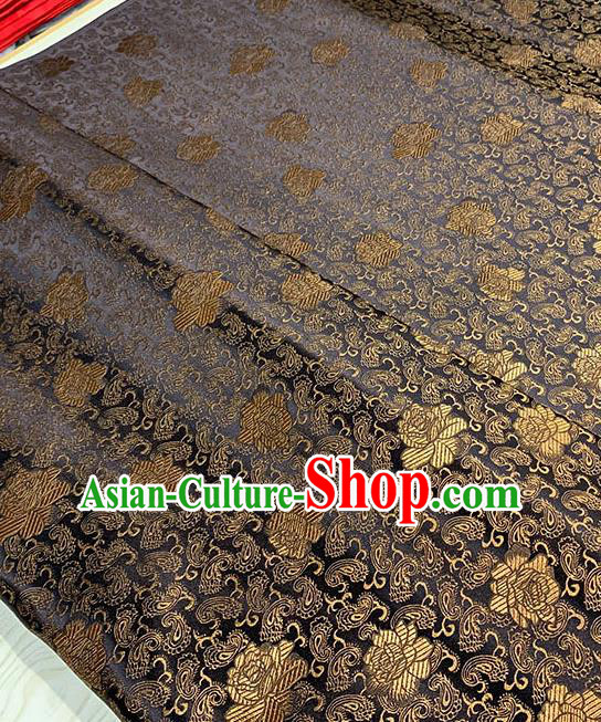 Chinese Traditional Rose Flowers Pattern Silk Fabric Tang Suit Damask Material Brown Brocade Drapery Chinese Traditional Rose Flowers Pattern Silk Fabric Tang Suit Damask Material Brown Brocade Drapery