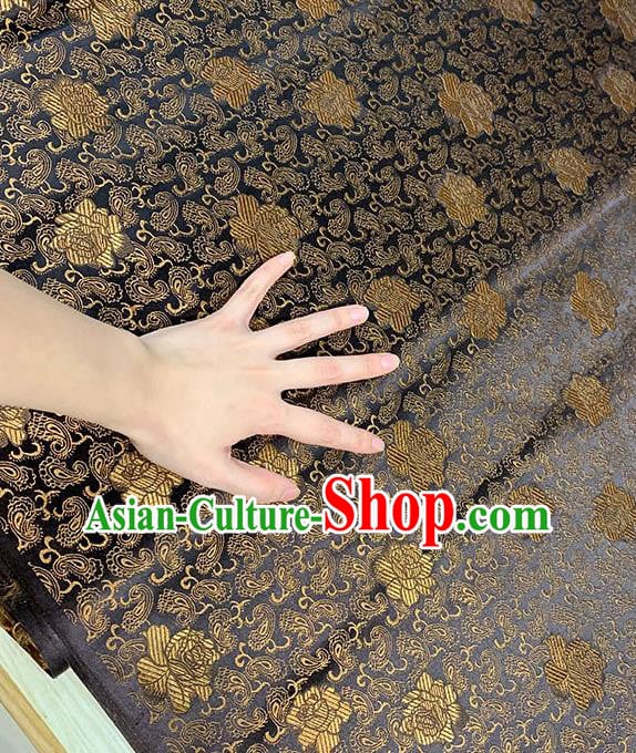 Chinese Traditional Rose Flowers Pattern Silk Fabric Tang Suit Damask Material Brown Brocade Drapery Chinese Traditional Rose Flowers Pattern Silk Fabric Tang Suit Damask Material Brown Brocade Drapery
