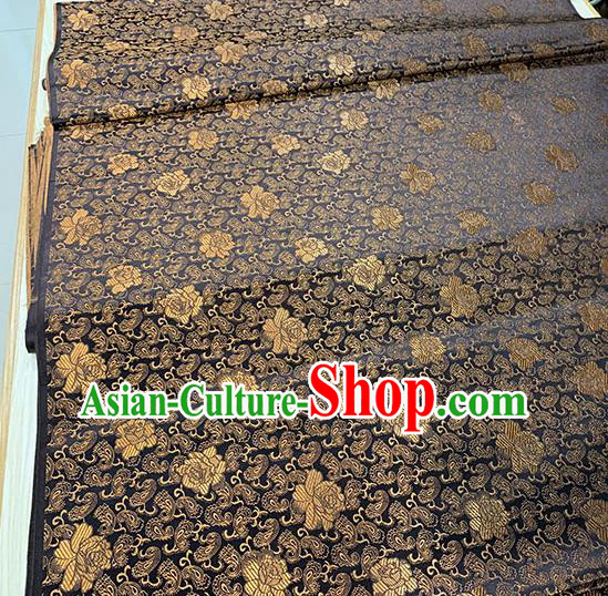 Chinese Traditional Rose Flowers Pattern Silk Fabric Tang Suit Damask Material Brown Brocade Drapery Chinese Traditional Rose Flowers Pattern Silk Fabric Tang Suit Damask Material Brown Brocade Drapery