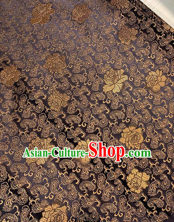 Chinese Traditional Rose Flowers Pattern Silk Fabric Tang Suit Damask Material Brown Brocade Drapery Chinese Traditional Rose Flowers Pattern Silk Fabric Tang Suit Damask Material Brown Brocade Drapery