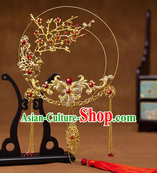 Chinese Handmade Wedding Golden Plum Palace Fans Classical Fans Ancient Bride Round Fans Chinese Handmade Wedding Golden Plum Palace Fans Classical Fans Ancient Bride Round Fans