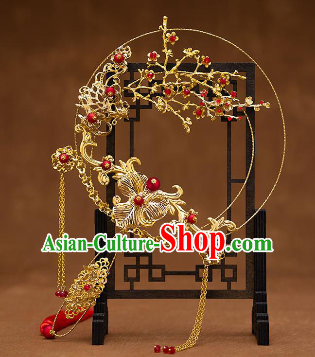 Chinese Handmade Wedding Golden Plum Palace Fans Classical Fans Ancient Bride Round Fans Chinese Handmade Wedding Golden Plum Palace Fans Classical Fans Ancient Bride Round Fans