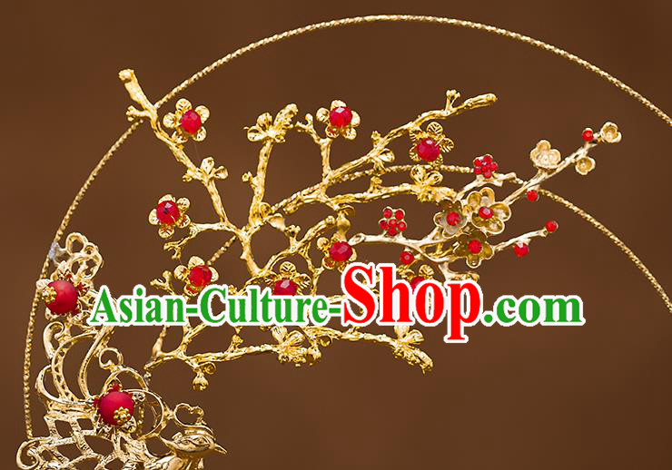Chinese Handmade Wedding Golden Plum Palace Fans Classical Fans Ancient Bride Round Fans Chinese Handmade Wedding Golden Plum Palace Fans Classical Fans Ancient Bride Round Fans