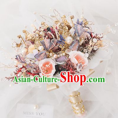 Handmade Baroque Flower Bunch Wedding Accessories Classical European Bride Bridal Bouquet