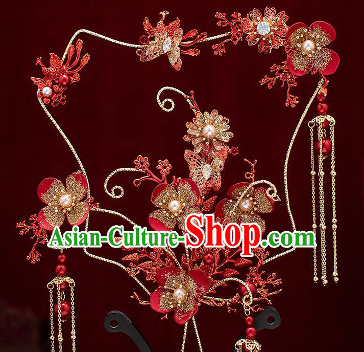 Chinese Handmade Red Plum Blossom Palace Fans Classical Fans Ancient Bride Props Fans Chinese Handmade Red Plum Blossom Palace Fans Classical Fans Ancient Bride Props Fans