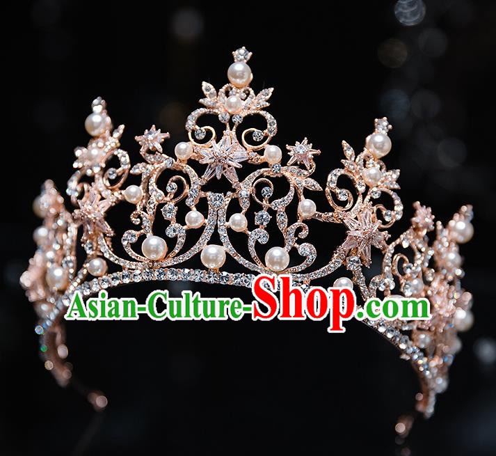 Handmade Baroque Golden Royal Crown Wedding Hair Accessories Classical European Bride Crystal Headwear Handmade Baroque Golden Royal Crown Wedding Hair Accessories Classical European Bride Crystal Headwear