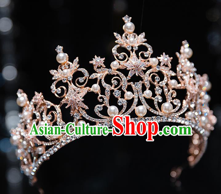 Handmade Baroque Golden Royal Crown Wedding Hair Accessories Classical European Bride Crystal Headwear Handmade Baroque Golden Royal Crown Wedding Hair Accessories Classical European Bride Crystal Headwear