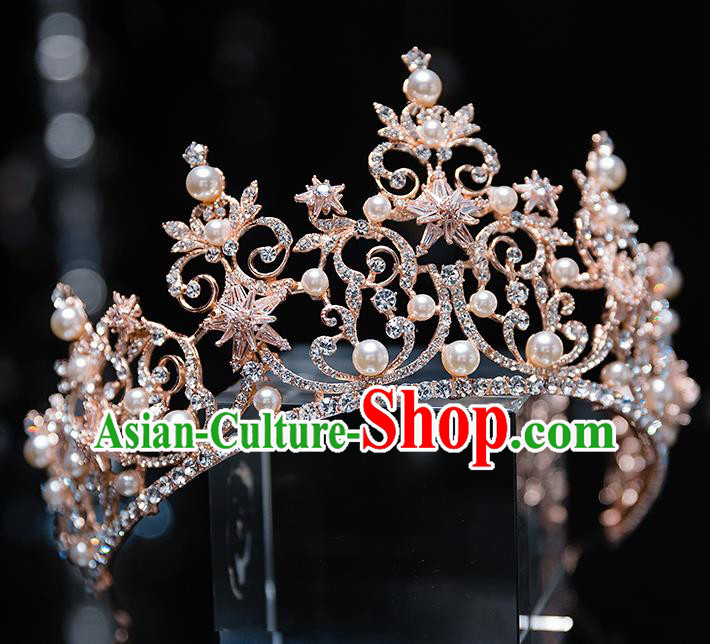 Handmade Baroque Golden Royal Crown Wedding Hair Accessories Classical European Bride Crystal Headwear Handmade Baroque Golden Royal Crown Wedding Hair Accessories Classical European Bride Crystal Headwear
