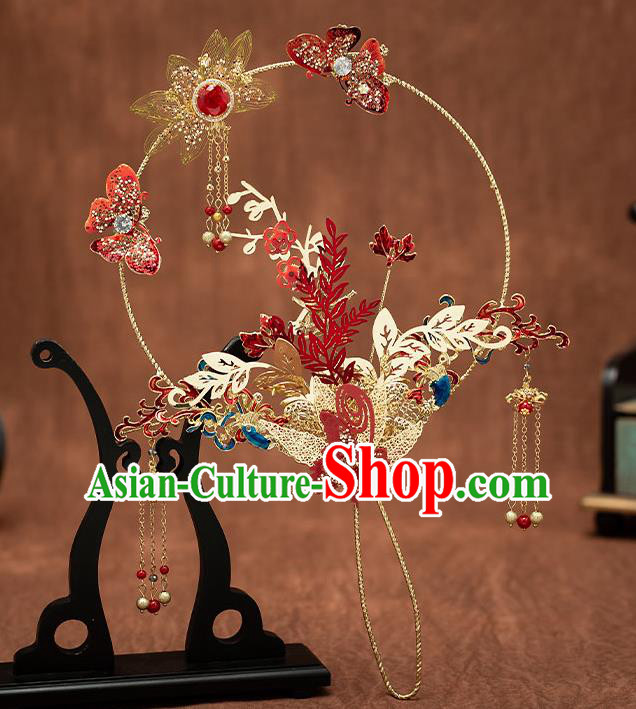 Chinese Handmade Golden Lotus Palace Fans Classical Fans Ancient Bride Props Red Butterfly Fans Chinese Handmade Golden Lotus Palace Fans Classical Fans Ancient Bride Props Red Butterfly Fans