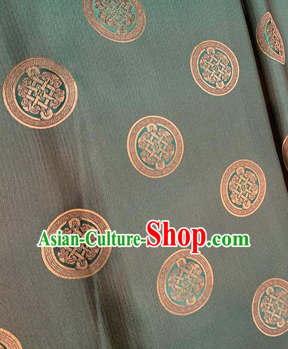Chinese Traditional Pattern Deep Green Silk Fabric Brocade Damask Mongolian Robe Drapery Material Chinese Traditional Pattern Deep Green Silk Fabric Brocade Damask Mongolian Robe Drapery Material