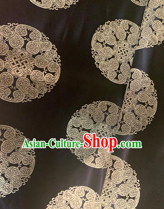 Chinese Traditional Pattern Black Silk Fabric Brocade Drapery Mongolian Robe Damask Material Chinese Traditional Pattern Black Silk Fabric Brocade Drapery Mongolian Robe Damask Material