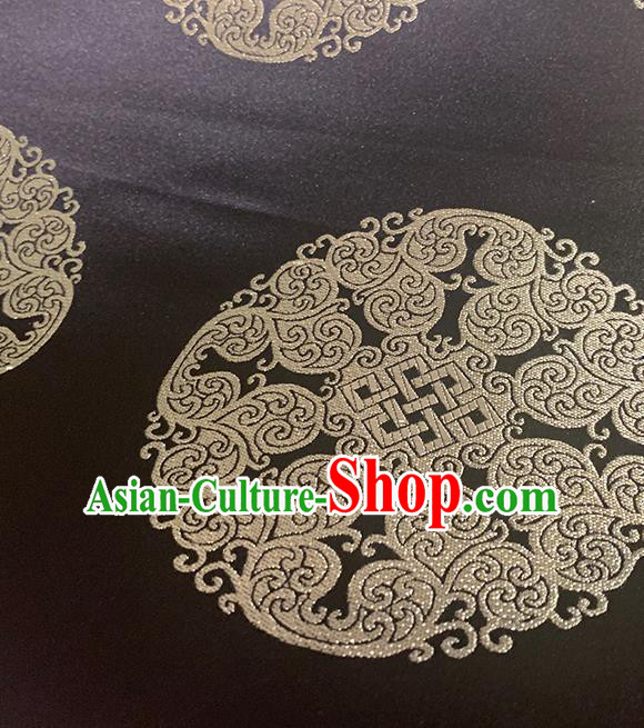 Chinese Traditional Pattern Black Silk Fabric Brocade Drapery Mongolian Robe Damask Material Chinese Traditional Pattern Black Silk Fabric Brocade Drapery Mongolian Robe Damask Material