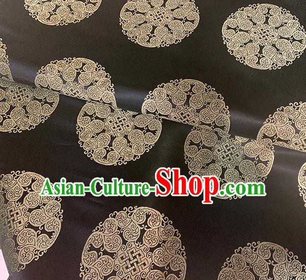Chinese Traditional Pattern Black Silk Fabric Brocade Drapery Mongolian Robe Damask Material Chinese Traditional Pattern Black Silk Fabric Brocade Drapery Mongolian Robe Damask Material