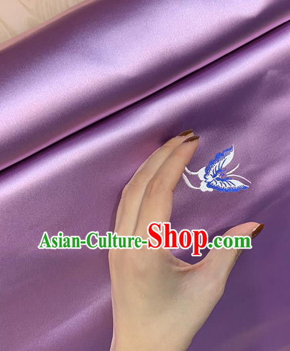 Chinese Traditional Butterfly Pattern Purple Silk Fabric Brocade Drapery Cheongsam Dress Damask Material Chinese Traditional Butterfly Pattern Purple Silk Fabric Brocade Drapery Cheongsam Dress Damask Material