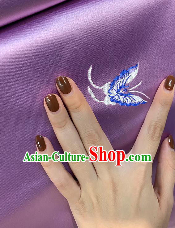 Chinese Traditional Butterfly Pattern Purple Silk Fabric Brocade Drapery Cheongsam Dress Damask Material Chinese Traditional Butterfly Pattern Purple Silk Fabric Brocade Drapery Cheongsam Dress Damask Material