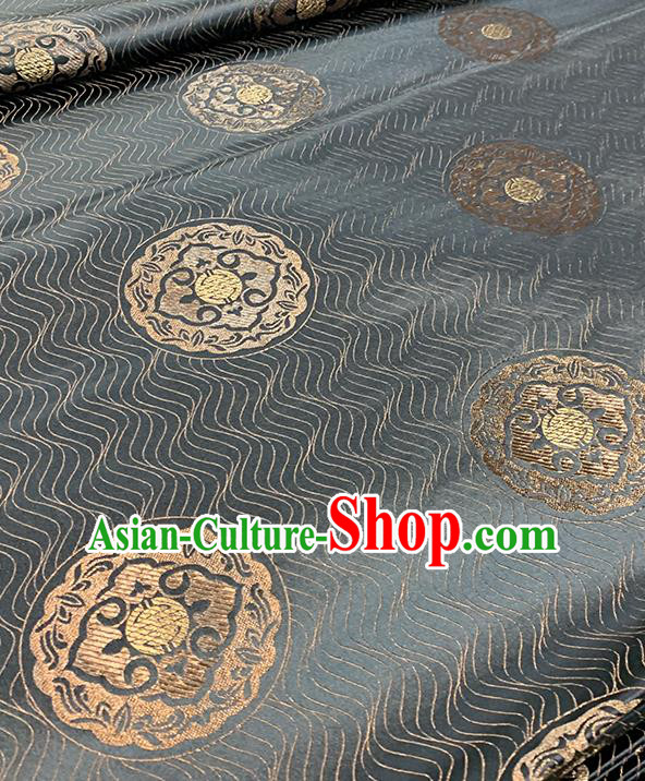 Chinese Traditional Round Pattern Black Silk Fabric Brocade Drapery Hanfu Dress Damask Material Chinese Traditional Round Pattern Black Silk Fabric Brocade Drapery Hanfu Dress Damask Material