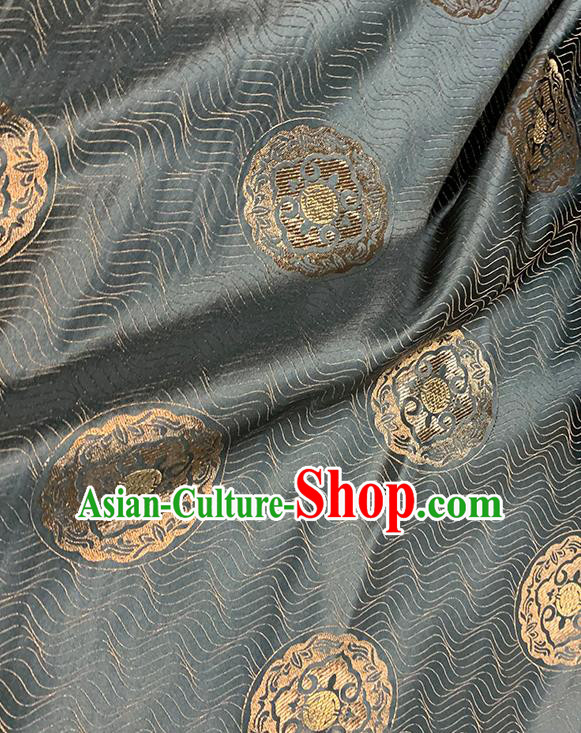 Chinese Traditional Round Pattern Black Silk Fabric Brocade Drapery Hanfu Dress Damask Material Chinese Traditional Round Pattern Black Silk Fabric Brocade Drapery Hanfu Dress Damask Material