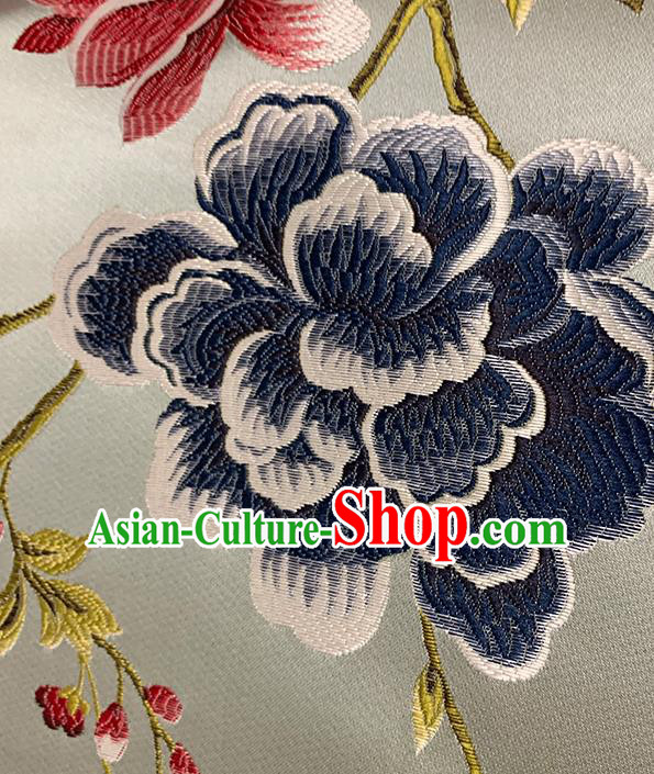 Chinese Traditional Peony Birds Pattern Beige Silk Fabric Brocade Drapery Hanfu Dress Damask Material Chinese Traditional Peony Birds Pattern Beige Silk Fabric Brocade Drapery Hanfu Dress Damask Material