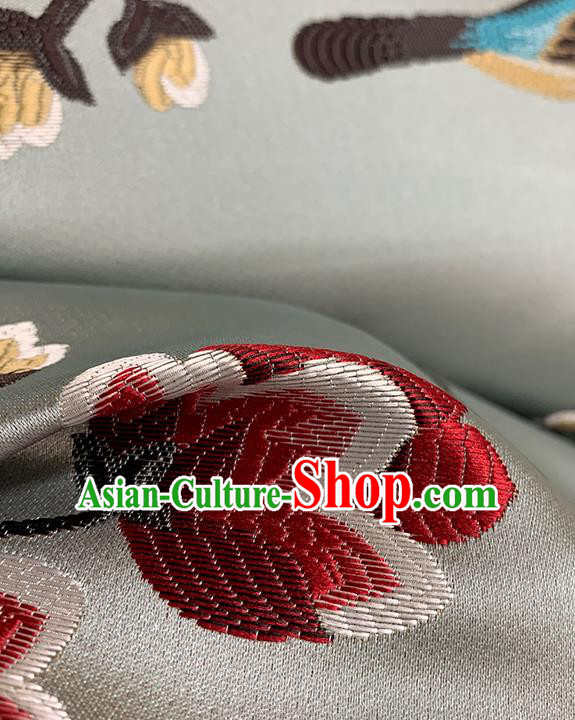 Chinese Traditional Magpie Plum Pattern Grey Silk Fabric Brocade Drapery Hanfu Dress Damask Material Chinese Traditional Magpie Plum Pattern Grey Silk Fabric Brocade Drapery Hanfu Dress Damask Material