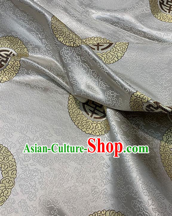 Chinese Traditional Auspicious Cloud Pattern Grey Silk Fabric Brocade Drapery Mongolian Robe Damask Material Chinese Traditional Auspicious Cloud Pattern Grey Silk Fabric Brocade Drapery Mongolian Robe Damask Material