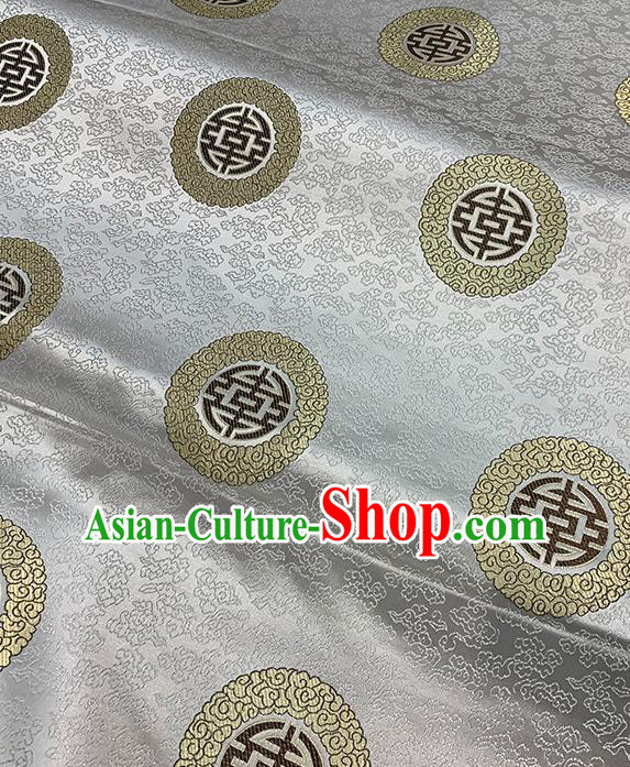 Chinese Traditional Auspicious Cloud Pattern Grey Silk Fabric Brocade Drapery Mongolian Robe Damask Material Chinese Traditional Auspicious Cloud Pattern Grey Silk Fabric Brocade Drapery Mongolian Robe Damask Material