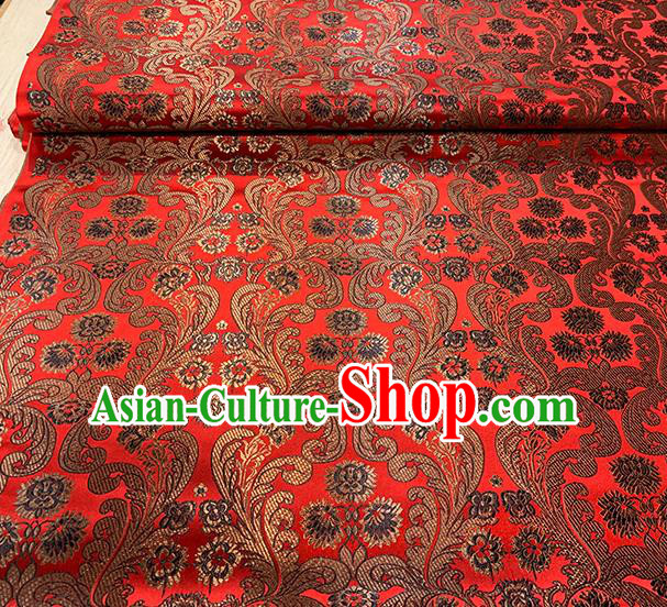 Chinese Traditional Pattern Red Silk Fabric Brocade Drapery Tang Suit Damask Material Chinese Traditional Pattern Red Silk Fabric Brocade Drapery Tang Suit Damask Material