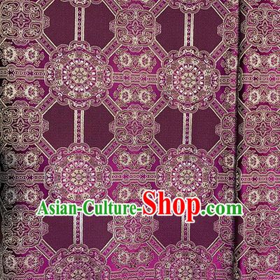 Chinese Traditional Gesang Flowers Pattern Wine Red Silk Fabric Brocade Drapery Tibetan Robe Damask Material
