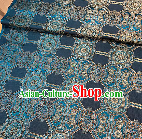 Chinese Traditional Gesang Flowers Pattern Navy Silk Fabric Brocade Drapery Tibetan Robe Damask Material Chinese Traditional Gesang Flowers Pattern Navy Silk Fabric Brocade Drapery Tibetan Robe Damask Material